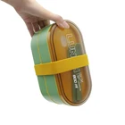 N923-3 Rectangle Natural 900ml Wheat Material 2 Layers Plastic Lunch Box bandage with sealing plug new color