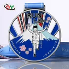 Wholesale Custom Design Your Gold Metal Award Marathon Running Sport Medals with Ribbon