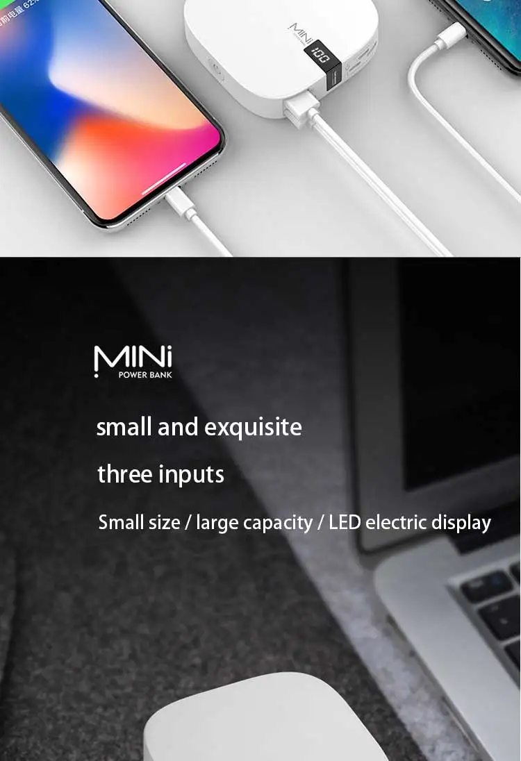 High Quality Led Mini Digital Portable 10000mAh 5V 2 Ports Power Bank Wallet Power Bank For Smartphone with Lighting input - ANKUX.COM