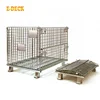Bulk agriculture folding china heavy duty collapsible cargo forklift steel storage logistic wire mesh crates with wheels