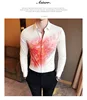 Korean Tuxedo Shirt Fashion 2019 Spring Casual Slim Fit Mens Shirts Long Sleeve Digital Print Night Club Dress Shirts Social Men