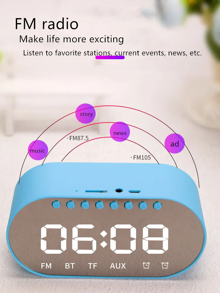 2019 promotional Christmas gift Tablet alarm clock mirror bluetooth speaker with bluetooth version 5.0 - ANKUX.COM