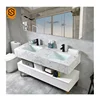 2019 Custom Simple Bathroom Engineered Stone White Solid Surface Countertops Marble Vanity Tops