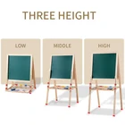 adjustable children learning Solid Wood Double-sided Magnetic wooden Drawing Board For Kids