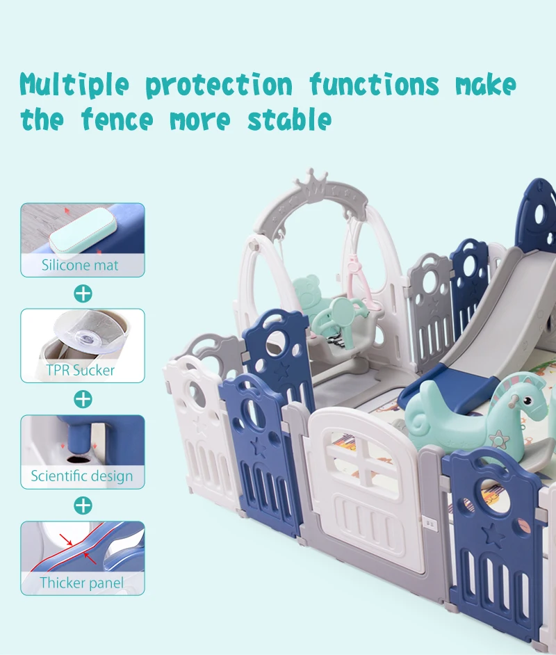 Feelkids High Quality Plastic Children's Playpen with Fence Portable Design for Bedroom & Living Room Use details