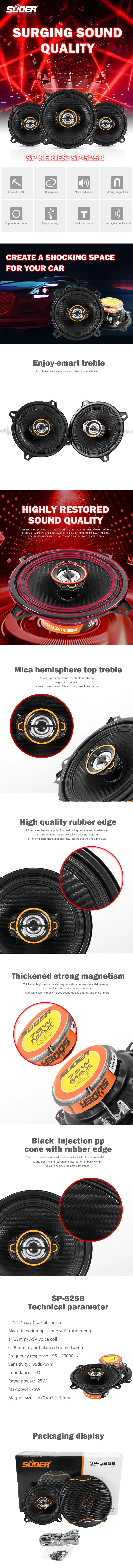 Suoer new trend product SP-525B 5 inch 4 Ohm crossover speaker auto speaker subwoofer car woofer speakers
