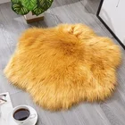 Artificial wool flower-shaped faux fur bedside rugs washable faux fur rugs soft faux fur rug