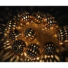 String Ornaments Wholesale 10led Lights String Golden Metal Hollow Ball Ornaments For Christmas And Home Decoration