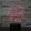 Old elephant animal shape 3D Lamp 3D illusion black plastic base 7 color light Christmas day birthday gift