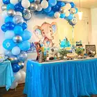 Blue Balloon Garland Bow Kit Blue And White Silver Balloons Pack For Boy Baby Shower Birthday Party Centerpiece Back