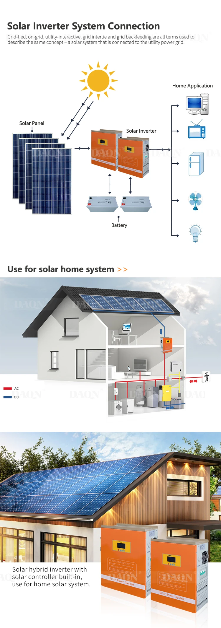 Hybrid solar power system for Home invertor 48v 6kva 6000 watt pure sine wave inverter On Grid Solar Inverter
