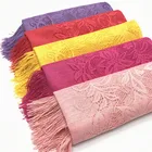 Lace Shawl Hijab JINGYAO Fashion Luxury Pure Color Lace Ladies Scarf Shawl Muslim Women Wrap Turban Fringed Lace Hijab