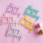 Purple Decorating Pink Blue Yellow Purple Acrylic Cake Accessories Cake Decorating Acrylic Happy Birthday Cake Topper