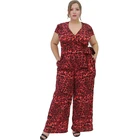 New Design Slim 100%Polyester Elastic Weft Fabric Plus Size Jumpsuit For Fat Women
