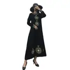 Wholesale Dubai Embroidered Design Round Collar Long Sleeve Loose Large Abaya Dress
