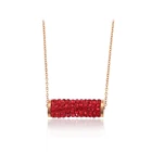 46652 XUPING Fashion Valentine's Gift inlaid Red Crystal Women Bar Shaped Gold Plated Necklace Jewelry
