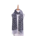2019 Wholesale New Style Rhomboid Shape Pattern Yarn Dye Long Size Women Winter Scarf With Tassel
