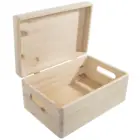 Unfinished Wooden Toy Chest Trunk Storage Box With Hinged Lid