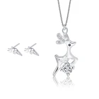925 silver deer Earrings Necklace zircon jewelry Plated Jewelry Set