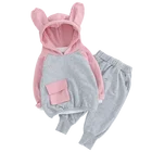 Free Shipping Kids Cloth Ear Hat Long Sleeve Shirt And Pant Boy's Clothing Sets
