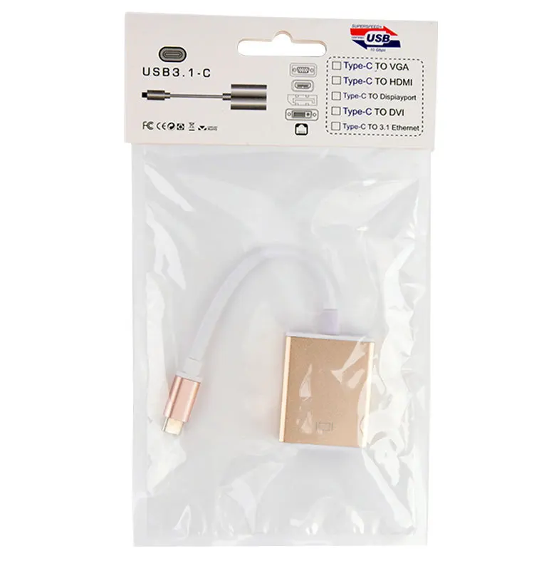 Type C To VGA Adapter Cable New USB 3.1 Type-C Male To VGA Female Converter Adapter for Macbook - ANKUX.COM