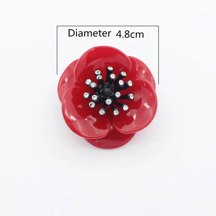 2020 fancy big large red acrylic flower shaped pin brooches women jewelry