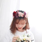 Burgundy music festival decor carnival headpieces holiday floral crown wedding bohemia wreath hair accessory