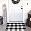 Youyue Cotton Bath Runner Buffalo Check Rug Black and White Plaid Runner for Home Decor