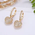 Trendy Women Friend Gift 3 Colors Charm Jewelry Stud Earring Zircon Heart Modern Earrings