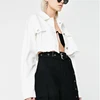 wholesale custom white women denim cropped top jean jacket