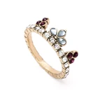 Colorful flower cute cubic zirconia jewelry finger rings crown ring