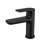 High Quality Bathroom Waterfall Hot and Cold Square Matt Black Brass Basin Faucet Mixer Taps