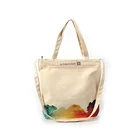 Canvas Tote Bag Cotton Shoulder Shopping Bag with zipper for Women