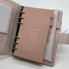 Elegant ostrich leather notebook cover planner with loose-leaf 6 ring binder