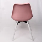 China Wholesale Modern Furniture Black White Dining Room Plastic Chairs Without Arms Wooden Leg
