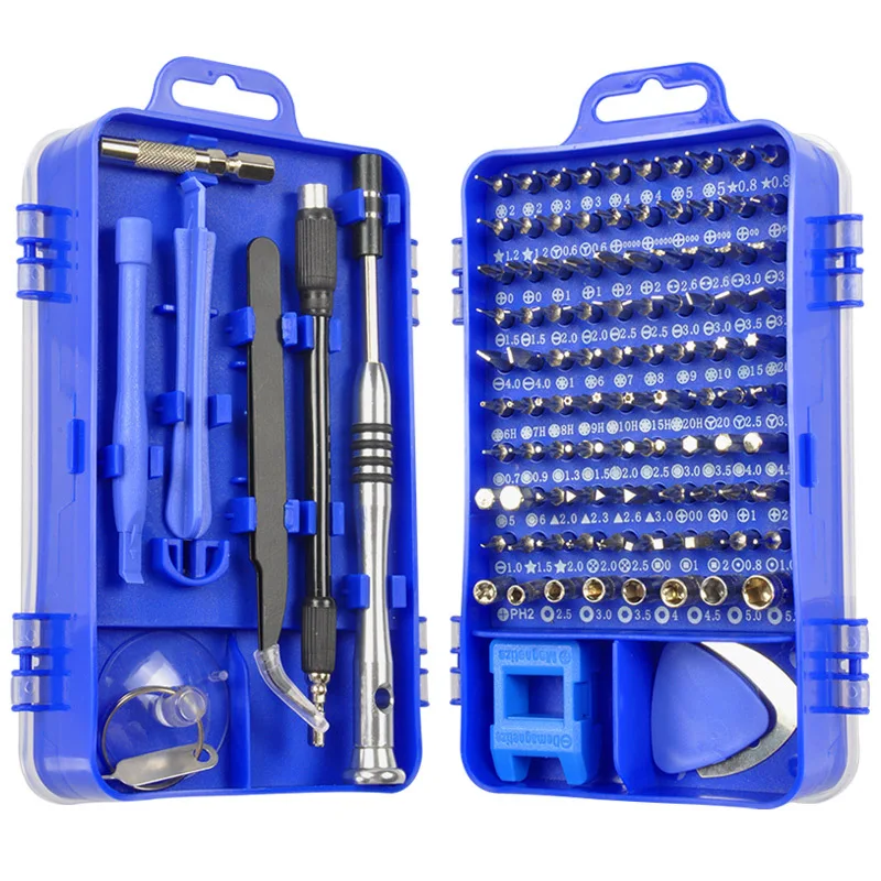 Precision Screwdriver Set with Torx Mini Gamebit Bits Tri-wing 110 in 1 tool tools repair box Hardware Repair, Blue