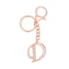 Wholesale rhinestone 26 letters key chain initial plated Alloy letter keyring diamond letter d keychain