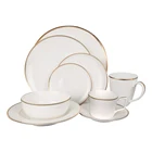 Wholesale cheap bulk fine bone china gold dinner plates set white ceramic dinnerware set for wedding restaurant