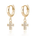POLIVA Sterling 925 Silver Gold Plated Cross Fashion Earrings Hoop Drop Earrings