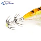 Bassmaster Night Luminous Artificial Shrimp Squid Jigs Lures Octopus Wood Shrimp Bait With Squid Hook Soft foot