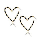 2019 New Metal Heart Earring Gold Hoop Earrings With Black Epoxy For Love Heart Women Earrings