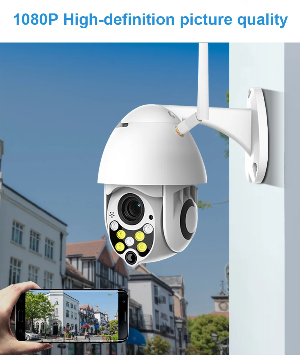 Full Hd 1080p Ptz Wifi Camera Cmos Cloud Tf Cctv Security Camera App