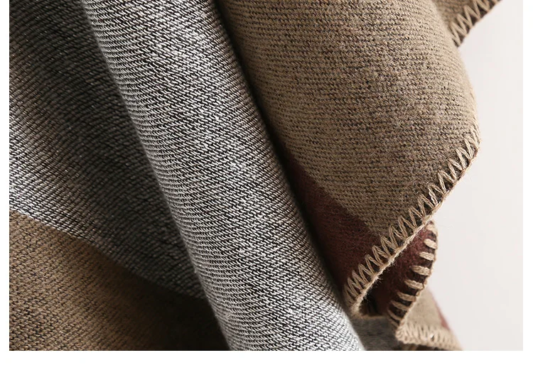 Wholesale Latest Winter Acrylic Thick Shawl For Women Fashion Stripe Print Scarf Oversize Cashmere Wool Pashmina Poncho Capes