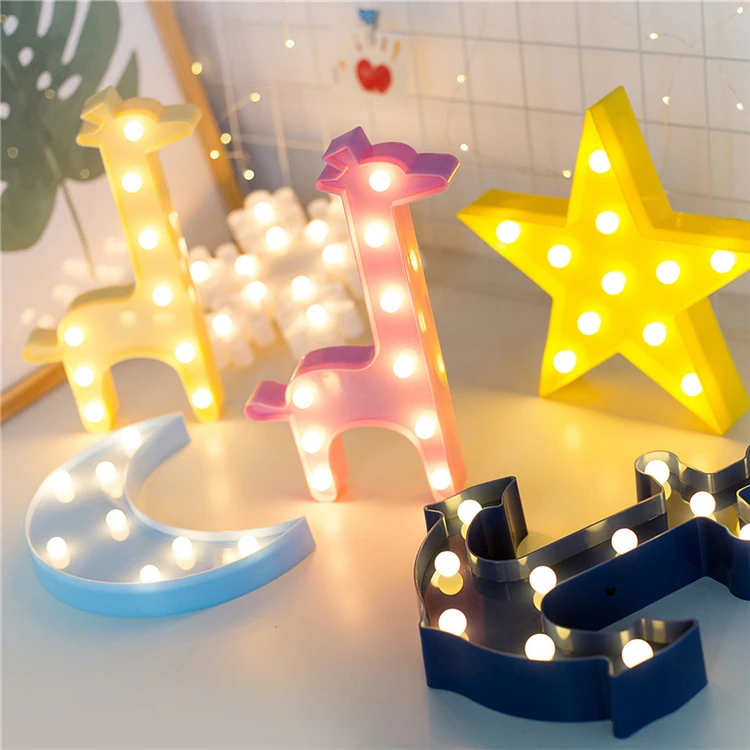 Battery Operated Night Table Light LED Christmas Decoration Light Giraffe Shaped Marquee Light