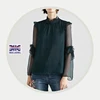 /product-detail/ladies-fashion-sweet-geogett-chiffon-ruffle-collar-and-sleeve-dark-green-long-puff-sleeve-100-silk-blouse-62344320720.html
