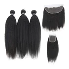 wholesale cheap price HD Brazilian kinky straight cuticle aligned virgin hair 3 Bundles with closure frontal