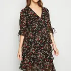 Maternity Dresses Woman Dress Maternity Dresses Summer Black Floral Tie Sleeve Woman Wrap Dress
