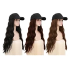 Summer style Wholesale Korean Baseball Cap Wig Water ripple style, wool roll style Celebrity Long Curly Hair Big Wave Wig