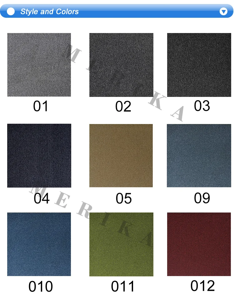 Merika 50*50 blue office tile carpet tiles kitchen with PVC backing