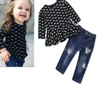 Lovely Baby Boutique Black Bow Top Jeans Girl Clothing